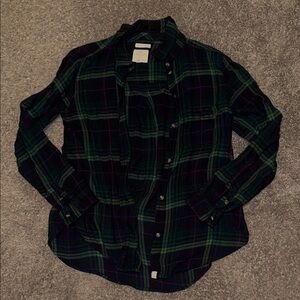American Eagle Outfitters Blue and Green Plaid Shirt